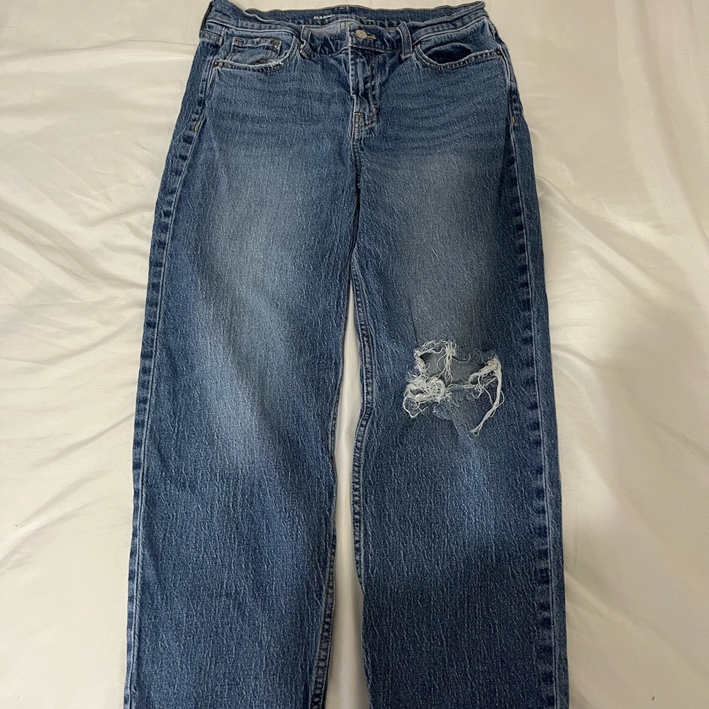 Old Navy Blue Distressed Boyfriend Jeans